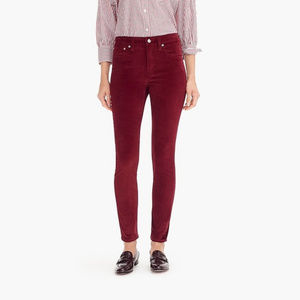 NWT J.Crew 9 Inch Toothpick Stretch Velvet Jeans 24P